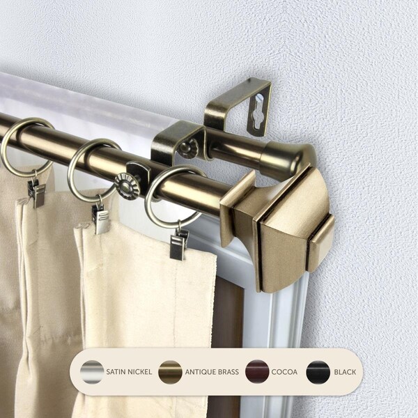 Central Design 0.8125 in. Vicky Double Curtain Rod with 28 to 48 in. Extension, Antique Brass - 4782-284