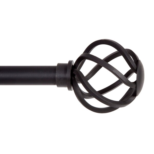 Kenney Mfg Kenney Cage 5/8" Standard Decorative Window Curtain Rod, 28-48", Black - KN75204NP