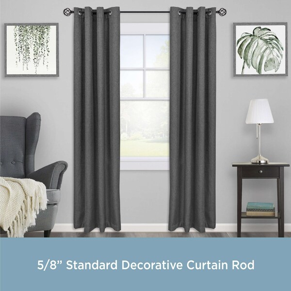 Kenney Mfg Kenney Cage 5/8" Standard Decorative Window Curtain Rod, 28-48", Black - KN75204NP