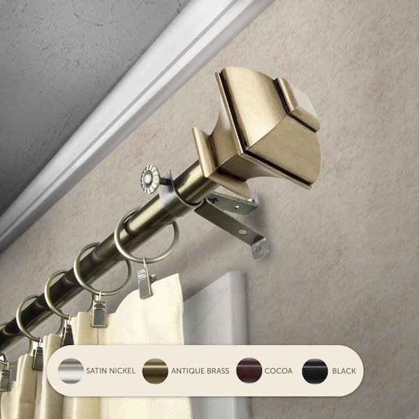 Central Design 0.8125 in. Vicky Curtain Rod with 48 to 84 in. Extension, Antique Brass - 4882-484