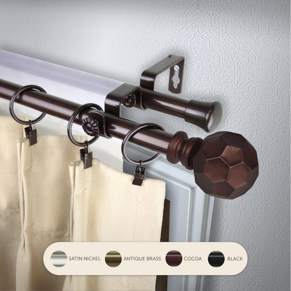 Central Design 0.8125 in. Remi Double Curtain Rod with 48 to 84 in. Extension, Cocoa - 4790-487