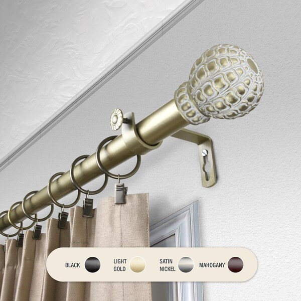 Central Design 1 in. Velia Curtain Rod with 28 to 48 in. Extension, Gold - 100-05-283