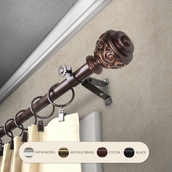 Central Design 0.8125 in. Harmony Curtain Rod with 28 to 48 in. Extension, Cocoa - 4889-287