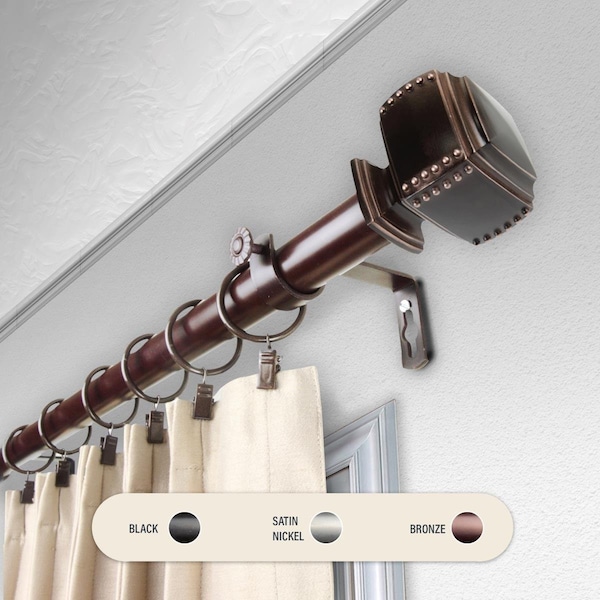Central Design 1 in. Studded Curtain Rod with 120 to 170 in. Extension, Bronze - 100-27-999