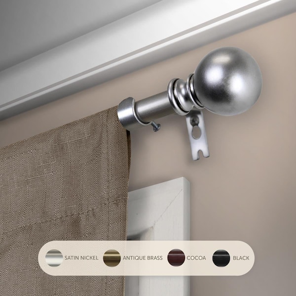 Central Design 0.625 in. Jayden Curtain Rod with 28 to 48 in. Extension, Satin Nickel - 5710-285