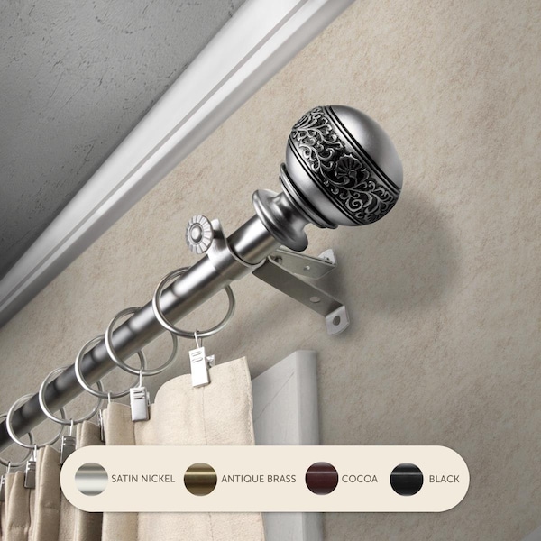 Kd Encimera 0.8125 in. Lucid Curtain Rod with 66 to 120 in. Extension, Satin Nickel - KD3717582
