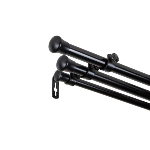 Central Design 0.8125 in. Triple Curtain Rod with 48 to 84 in. Extension, Black - TRIPLE-482