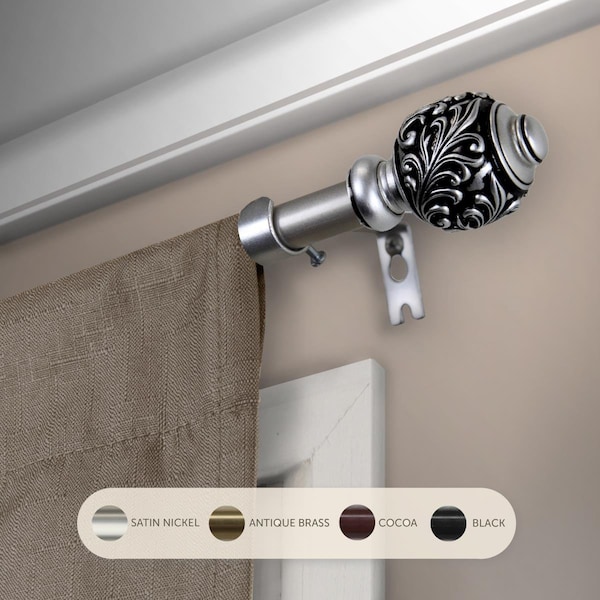 Kd Encimera 0.625 in. Aria Curtain Rod with 28 to 48 in. Extension, Satin Nickel - KD3295177
