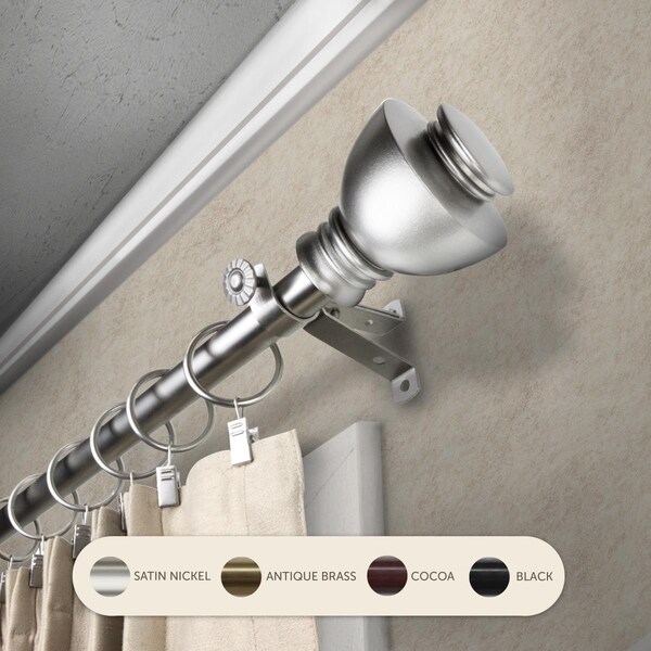 Central Design 0.8125 in. Kingsly Curtain Rod with 48 to 84 in. Extension, Satin Nickel - 4886-485