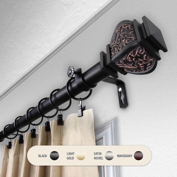 Kd Encimera 1 in. Harrison Curtain Rod with 48 to 84 in. Extension, Black - KD3739787