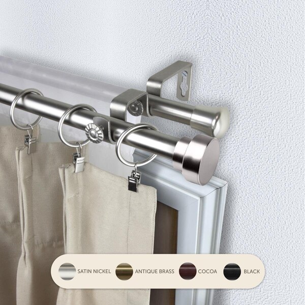Central Design 0.8125 in. Cappa Double Curtain Rod with 120 to 170 in. Extension, Satin Nickel - 4737-995