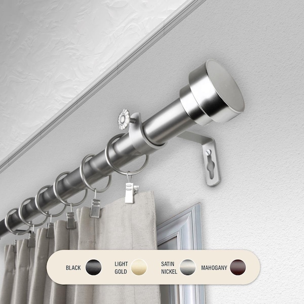 Kd Encimera 1 in. Cover Curtain Rod with 28 to 48 in. Extension, Satin Nickel - KD3719200