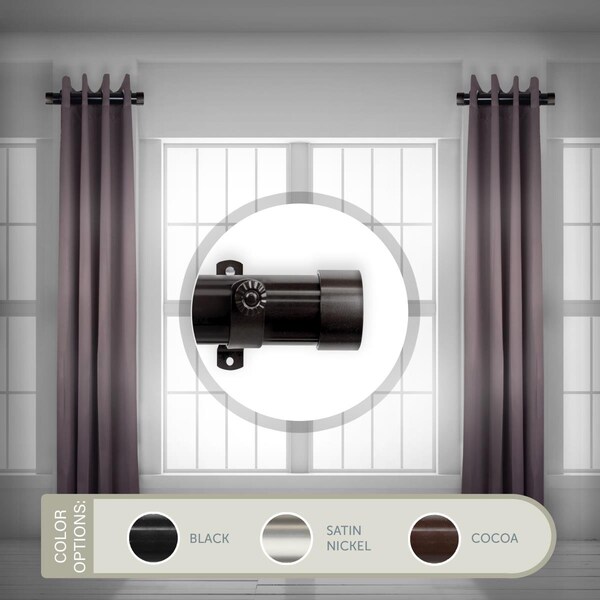 Central Design 1.5 in. Basic Side Curtain Rod Set for 12 to 20 in. Winodws, Black, 2PK - SIDE150-2
