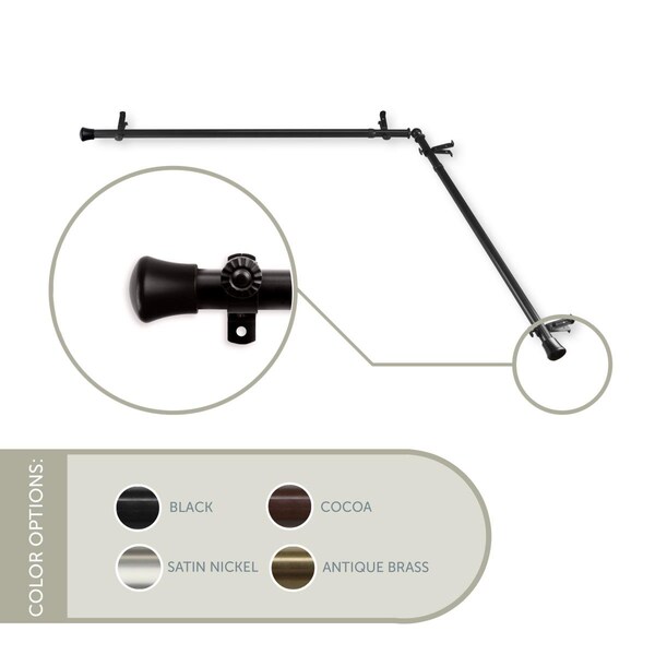 Central Design 0.8125 in. Single Corner Curtain Rod with 28 to 48 in. Extension on Each Side, Black - CORNER-282