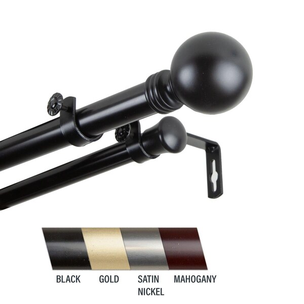 Central Design Globus 1 in. Double Curtain Rod, 66-120 in. - Black - CE437000
