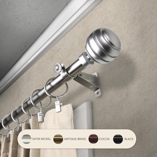 Central Design 0.8125 in. Louise Curtain Rod with 120 to 170 in. Extension, Satin Nickel - 4891-995