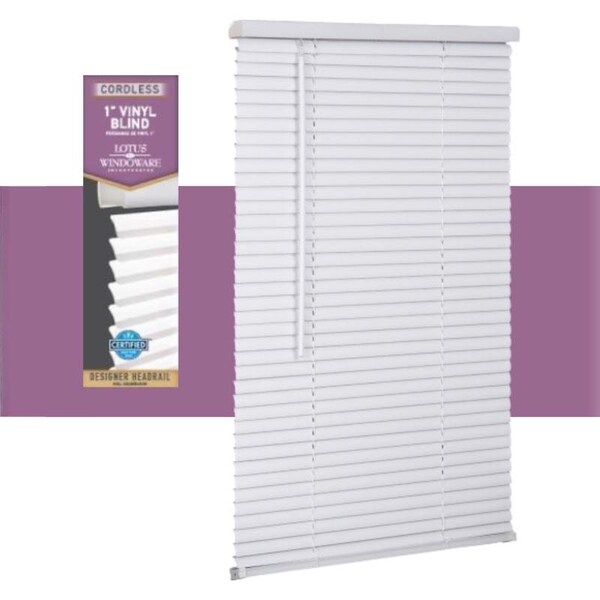Lotus Blinds Living Accents Vinyl 1 in. Mini-Blinds 43 in. W X 72 in. H White Cordless - MAX4372WH