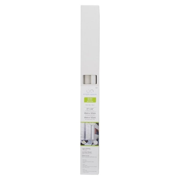 Simple Spaces Blind, 64 in L, 35 in W, Vinyl, White - PVCMB-10A