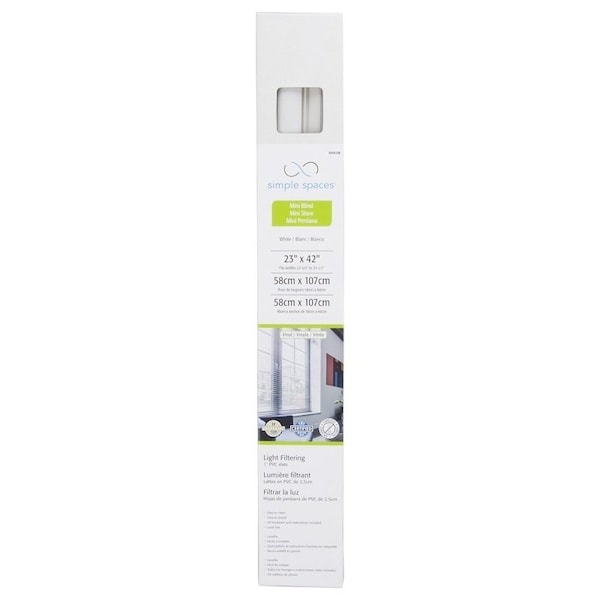 Simple Spaces Blind, 42 in L, 23 in W, Vinyl, White - PVCMB-0A