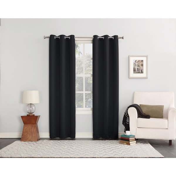 Sun Zero Sun Zero Norwich Black Blackout Curtains 80 in. W X 84 in. L - AC-NORWICH84BLK