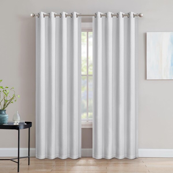 Silk Home Crescent Double Layer Total Blackout Rod Pocket Single Curtain Panel 50"x84" - W0061052084WHT511