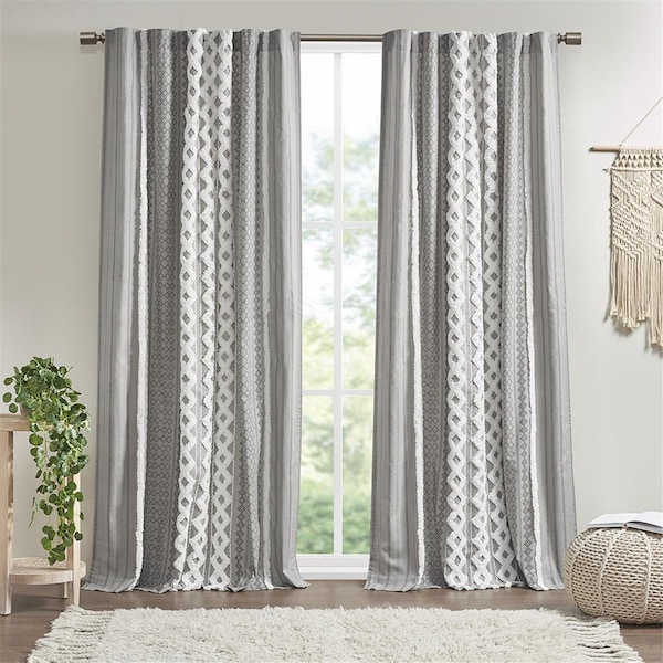 Ink Plus Ivy Kids Ink Plus Ivy Gray 100 Percent Window Curtain Panel with Lining - II40-1181