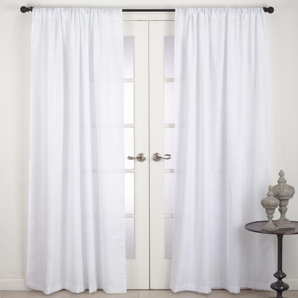 Doba-Bnt SARO  54 x 84 in. Nali Rod Pocket Semi Sheer Window Curtain Panel  White - SA3211003