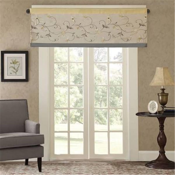 Madison Park 50 x 18 in. Embroidered Window Valance, Yellow - MP41-5479