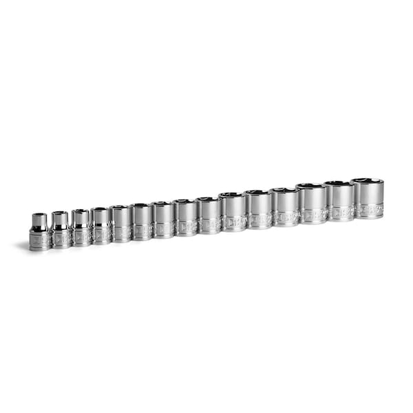 Juego de 15 piezas de llaves de vaso superficiales de cromo de 3/8 pulgadas, de 8 a 22 mm, de 6 puntas - CP12320-15MS