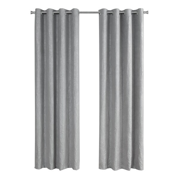 Monarch Specialties Curtain Panel Set, 54"W X 95"L, Grommet, Living Room, Bedroom, Kitchen, Micro Suede, Grey, PK2 - I 9845
