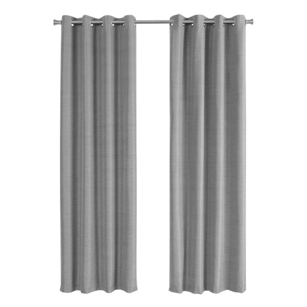 Monarch Specialties Curtain Panel Set, 54"W X 95"L, Grommet, Bedroom, Kitchen, Thermal Insulation, Grey, PK2 - I 9842