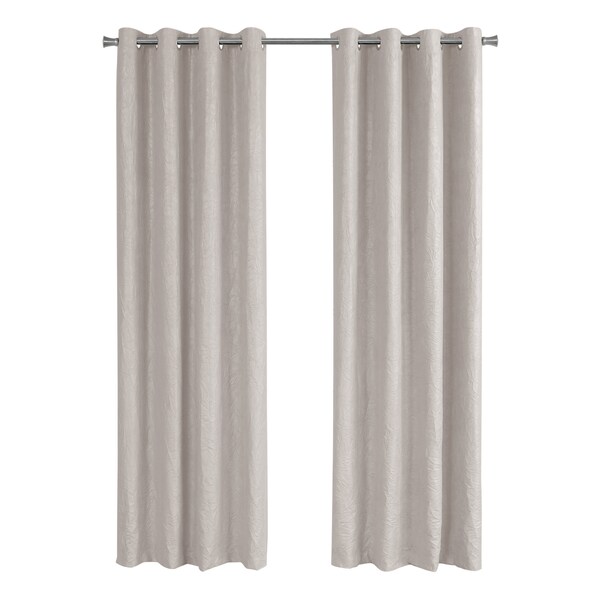 Monarch Specialties Curtain Panel Set, 54"W X 84"L, Grommet, Living Room, Bedroom, Kitchen, Micro Suede, Beige, PK2 - I 9817