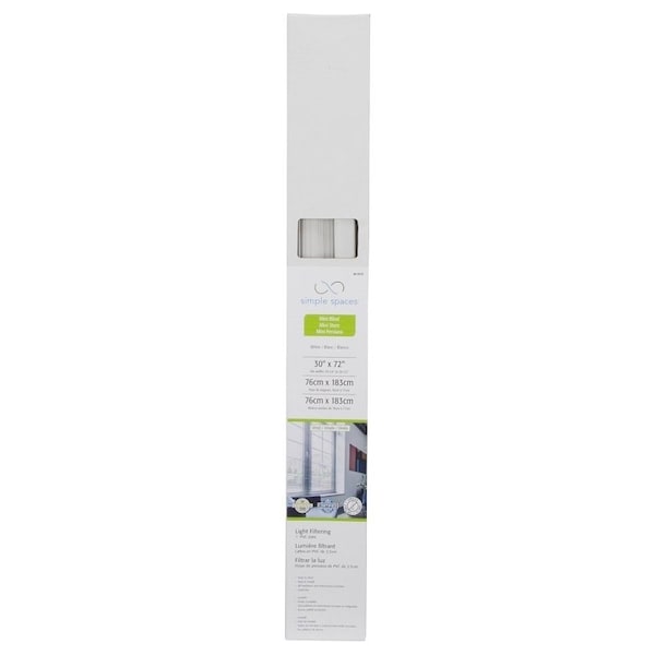 Simple Spaces Blind, 72 in L, 30 in W, Vinyl, White - PVCMB-17A