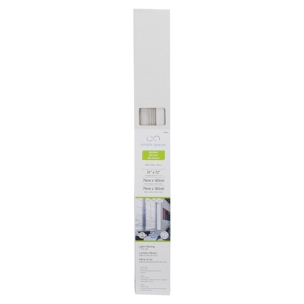 Simple Spaces Blind, 72 in L, 31 in W, Vinyl, White - PVCMB-18A