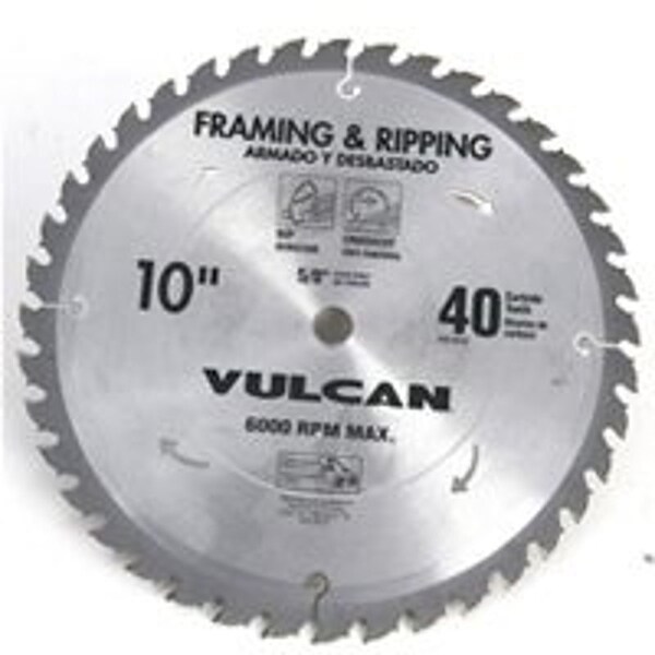 Vulcan Circular Saw Blade, 10 in Dia, 5/8 in Arbor - 415721OR