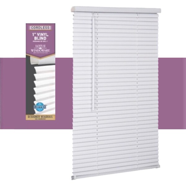Lotus Blinds Living Accents Vinyl 1 in. Mini-Blinds 23 in. W X 72 in. H White Cordless - MAX2372WH