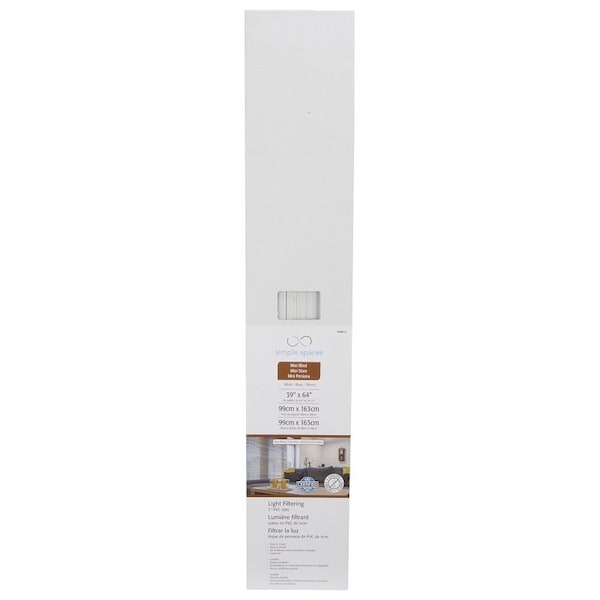 Simple Spaces Blind, 64 in L, 39 in W, Faux Wood, White - FWMB-17