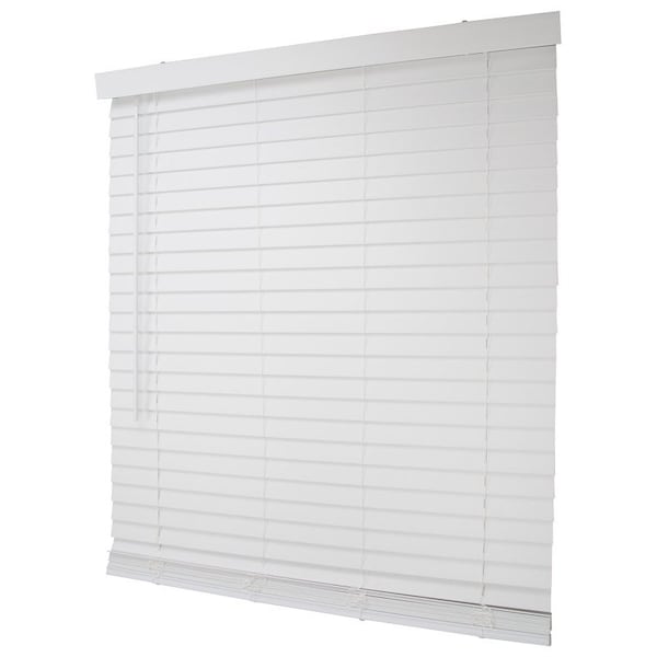 Simple Spaces Blind, 64 in L, 39 in W, Faux Wood, White - FWMB-17