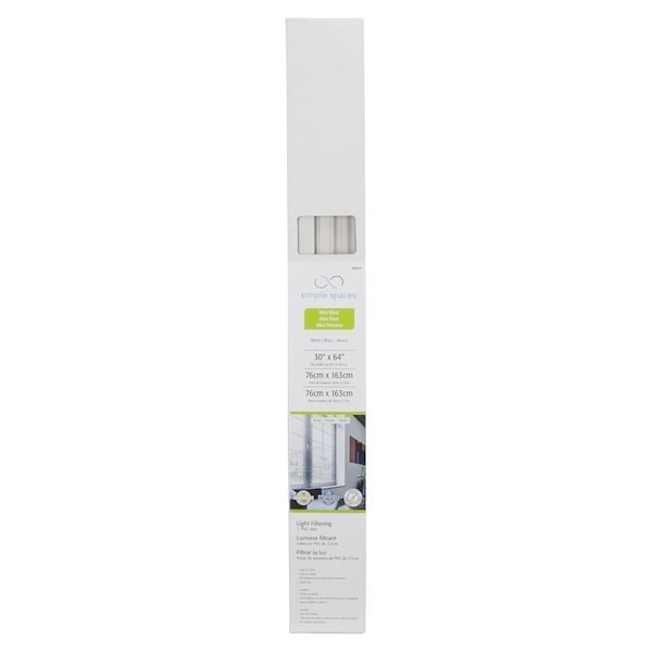 Simple Spaces Blind, 64 in L, 30 in W, Vinyl, White - PVCMB-5A