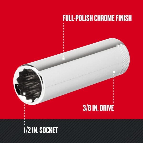 Llaves Craftsman, 1/2" S x 3/8" Drive S SAE 12 Po - CMMT43312