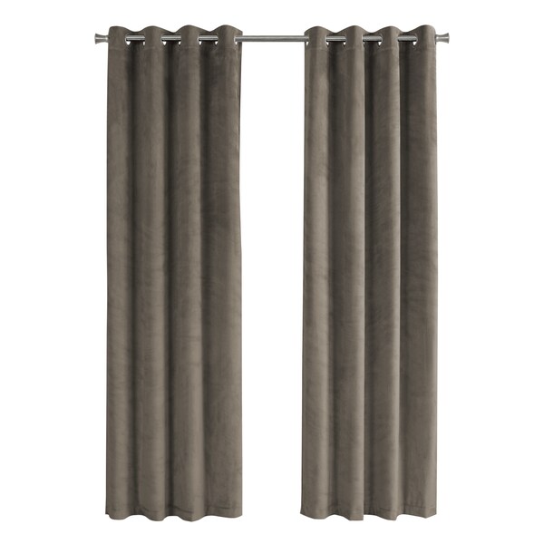 Monarch Specialties Curtain Panel Set, 54"W X 95"L, Grommet, Living Room, Bedroom, Kitchen, Velvet, Beige, PK2 - I 9827
