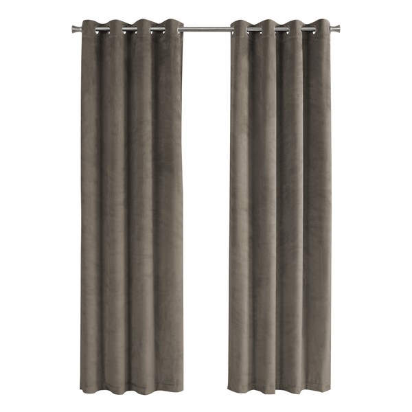 Monarch Specialties Curtain Panel Set, 54"W X 84"L, Grommet, Living Room, Bedroom, Kitchen, Velvet, Beige, PK2 - I 9826