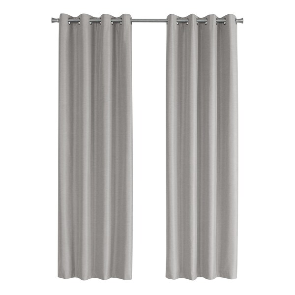 Monarch Specialties Curtain Panel Set, 54"W X 84"L, Grommet, Bedroom, Kitchen, Thermal Insulation, Grey, PK2 - I 9835