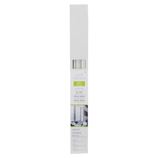 Simple Spaces Blind, 64 in L, 32 in W, Vinyl, White - PVCMB-7A