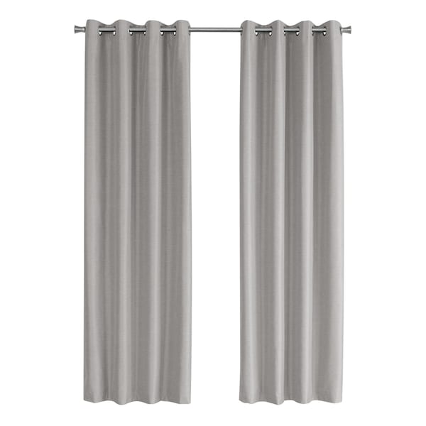 Monarch Specialties Curtain Panel Set, 54"W X 95"L, Grommet, Bedroom, Kitchen, Thermal Insulation, Grey, PK2 - I 9836