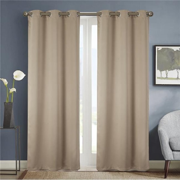 Olivia Gray Olivia Gray PNA225135 54 x 84 in. Anchorage Solid Blackout Grommet Single Curtain Panel - Sesame - PNA225135