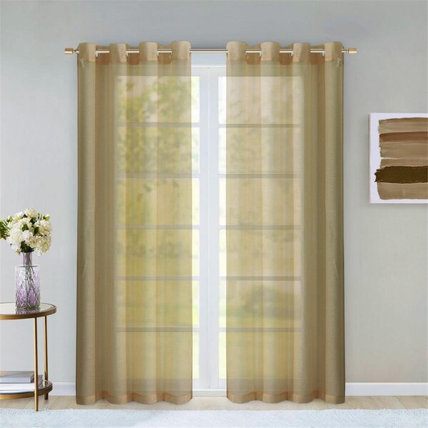 Palacedesigns 84 in. Tan Solid Modern Window Panels, Coffee - Set of 2 - PA3091945