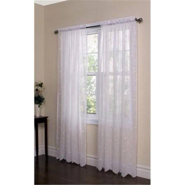 Commonwealth Home Fashions 96 in. Hathaway an Exquisite Scroll Motif on a Faux Linen Curtains, White - 70005-100-96-001