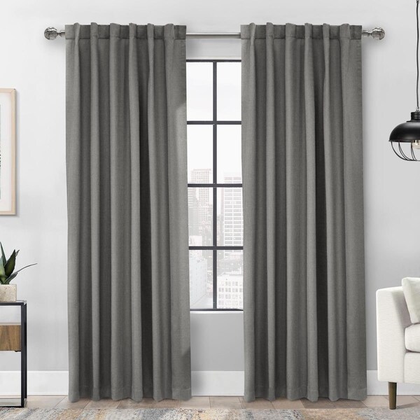 Thermaplus 52 x 84 in. Baxter Back Tab Curtain Panel Window Dressing, Silver - 71993-142-52-84-403