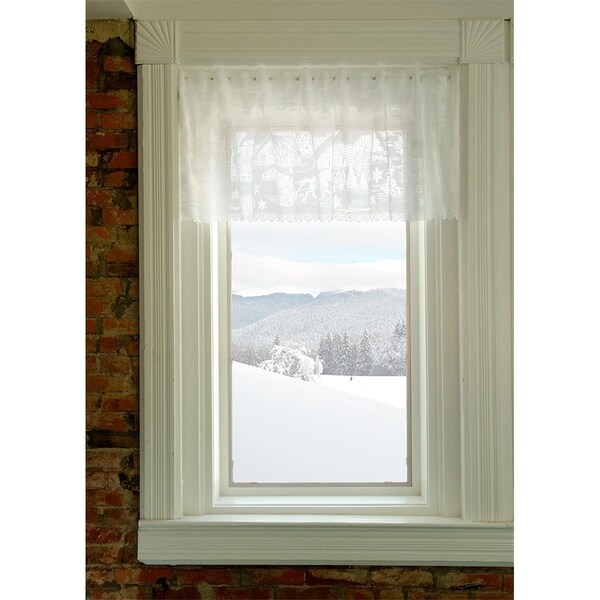 Heritage Lace 60 x 20 in. Sleigh Ride 4-Way Mantle Scarf, White - 6385W-4W